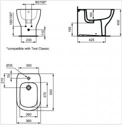 Ideal Standard Tesi Silk Black Back-to-Wall Bidet