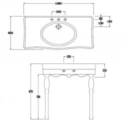 RAK Washington Console Basins 105cm 3 Tap Hole Alexandra Basin