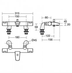 Ideal Standard Ceratherm T25 Exposed Thermostatic Bath Shower Mixer