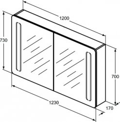 Ideal Standard 120cm Mirror Cabinet With Bottom Ambient & Front Light