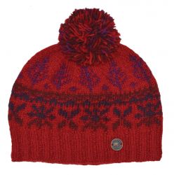 Festive Bobble - pure wool - fleece lined - red