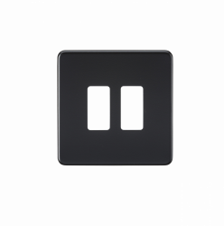 Knightsbridge Screwless 2G grid faceplate - matt black - (GDSF002MB)