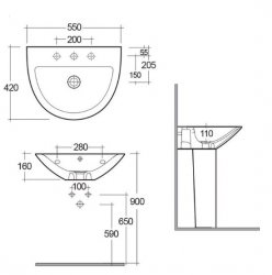 RAK Morning 52cm 1 Tap Hole Basin