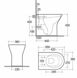 RAK Resort 45cm Extended Height Back To Wall Pan