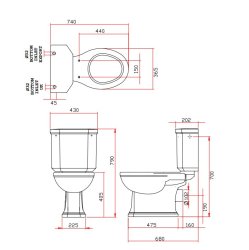Silverdale Victorian Close Coupled Toilet - White