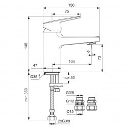 Ideal Standard Ceraplan Silk Black Single Lever Basin Mixer