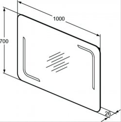 Ideal Standard 100cm Mirror With Sen or Ambient & Front Light, Anti-Steam