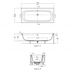 Ideal Standard i.life Double Ended 180 x 80cm Idealform Bath