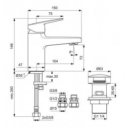 Ideal Standard Ceraplan Single Lever Basin Mixer with Clicker Waste