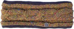 Pure Wool Fleece lined headband - cable -  heather gold