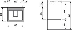 Laufen Lani Gloss White 550mm 2 Drawer Vanity Unit