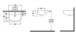 RAK Compact 50cm 1 Tap Hole Basin With No Overflow