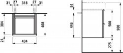 Laufen Space 435mm Two Drawer Vanity Unit - Light Walnut
