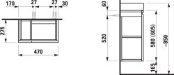 Laufen Pro S 470mm Cloakroom Vanity Unit with Open Left Hand Shelf - Graphite