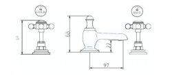 BC Designs Victrion Crosshead 3 Hole Basin Mixer