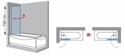 Novellini Aurora 1 Hinged Bath Screen
