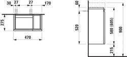 Laufen Pro S 470mm Cloakroom Vanity Unit with Open Right Hand Shelf - Matt White