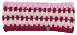 Pure Wool Fleece lined headband - geometric - pink/white