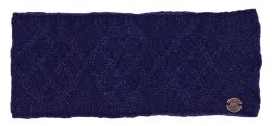 Pure Wool Fleece Lined - Trellis Diamond Headband - Dark Blue