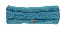 Pure Wool Fleece lined headband - cable - Aqua