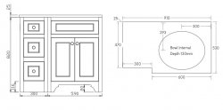 Harrogate Ripley Arctic White 900mm Return Vanity Unit & Carrara Solid Surface Basin - Right Hand