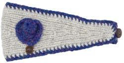 Pure wool - fleece lined - swirl - headband - blue heather