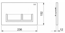 RAK Ecofix White Flush Plate With Polished Chrome Surrounding Rectangular Push Plates