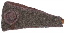 Pure wool fleece lined - swirl headband - heather moor