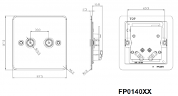 Knightsbridge Flat Plate TV & SAT TV Outlet (isolated) - Gunmetal - (FP0140GM)