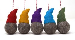 Handmade Christmas - Wool Felt Decoration - Family of Dotty Gonks
