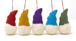 Handmade Christmas - Wool Felt Decoration - Rainbow Gonk Family