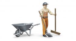 Municipal Worker Figure & Accessories Play Set - Bruder 62130 Scale 1:16