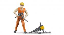 Construction Worker Figure & Accessories - Bruder 60020 Scale 1:16