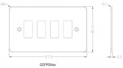 Knightsbridge Flat plate 4G grid faceplate - polished chrome (GDFP004PC)