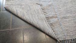 Large Grey Handloomed Natural Recycled Yarn Rug - 180cm x 245cm 