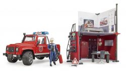 Fire Station Land Rover Defender & Figure - Bworld - Bruder 62701 Scale 1:16