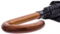 Mens Black Walking Umbrella Windproof Stormproof Automatic Wooden Handle Gents