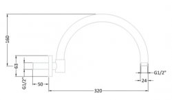 BC Designs Victrion Arch 90mm Wall Shower Arm