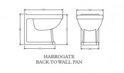 Harrogate Back to Wall Toilet & Dovetail Grey Soft Close Seat