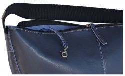Leather Slouch Bag - Navy