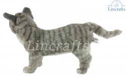 Soft Toy Grey Tabby Cat by Hansa (30cm L) 7179