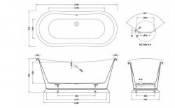 Bayswater 1700mm Plummett Grey Double Ended Boat Bath