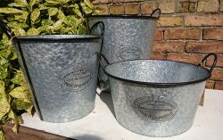 Zinc Metal Extra Large Tall Garden Planter Badge & Ear Handles