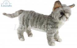 Soft Toy Grey Tabby Cat by Hansa (30cm L) 7179