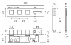 Vado Tablet iO Notion 3 Outlet 3 Handle Concealed Thermostatic Valve