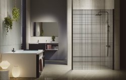 Novellini Kuadra H Printed Glass 1100mm Wetroom Shower Panel