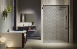 Novellini Kuadra H Printed Glass 1200mm Wetroom Shower Panel