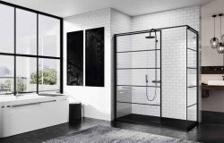 Novellini Kuadra H Squares/Stripes 1000mm Wetroom Shower Panel