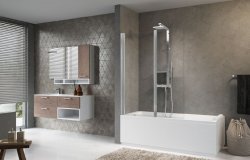 Novellini Aurora 2 Hinged 2 Panel Bath Screen