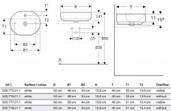 Geberit VariForm 500mm 1 Tap Hole Elliptic Lay-On Countertop Basin - No Overflow
